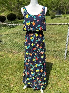 Merona Navy Floral Print Dress Size Small